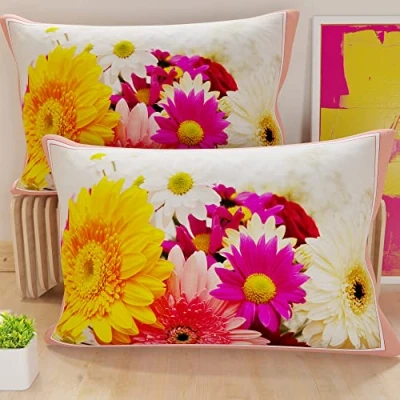 Imagen de PETTI Artigiani Italiani Par de Fundas cojín Microfibra 70 x 40 cm, para decoración Dormitorio, sofá, salón, Juego 2 cojín, Funda Almohada Floral Amarilla, 100% Made in