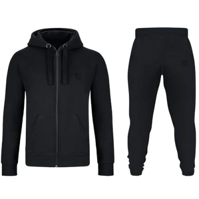 Imagen de Gennadi Hoppe Chándal para hombre Regula la humedad, suave y transpirable, traje deportivo cálido hombre, perfecto deportes actividades de ocio, Negro (Black), XXL