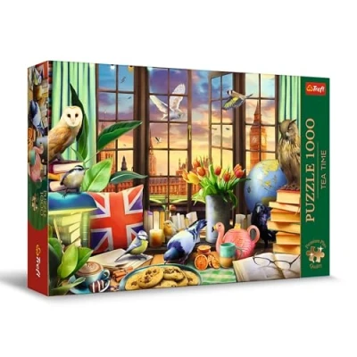 Imagen de Trefl Premium Plus Quality Puzzle Tea Time: Más británico Imposible 1000 Piezas, Serie de imágenes nostálgicas Pintura, Ajuste para Adultos y niños a Partir 12 años