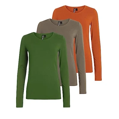 Imagen de PIECES PCSIRENE LS tee Noos, 1 Naranja Quemado, Cal, Nogal, XL