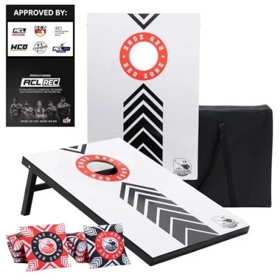 Imagen de Cornhole Oficial Red Zone ACL Rec Juego de (90 x 60 cm, 2 tableros, 4 Bolsillos, Funda Protectora)