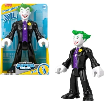 Imagen de Fisher Price Imaginext DC Super Friends Juguete preescolar The Joker XL de 10 pulgadas, figura articulable para juegos simulación a partir 3 años