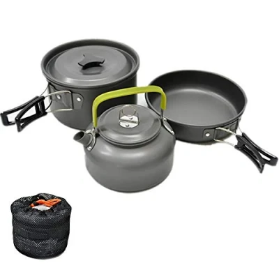 Imagen de JZK Utensilios Cocina Camping 2 3 Persona Aluminio de Acampada ollas sartén teapot para Campamento Senderismo Itinerante Aire Libre Picnic