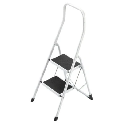 Imagen de Hailo 4312 001 Taburete de acero con 2 peldaños y estribo seguridad extra alto 50 cm, Blanco, un tamaño