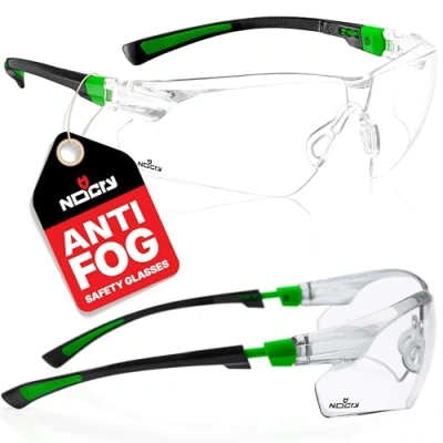 Imagen de NoCry gafas de seguridad transparentes para trabajar con lentes envolventes antivaho resistentes a los arañazos y agarres antideslizantes, Protección UV. ocular ajustable, ciclismo