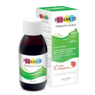 Imagen de PEDIAKID Tránsito Suave Complemento alimenticio Fórmula Exclusiva a base de Sirope Agave Ayuda Regular Aroma Manzana Botella 125 ml