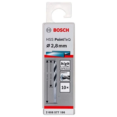 Imagen de Bosch Professional 10 brocas helicoidales HSS PointTeQ, para metal, 2.8 x 33 61 mm, accesorio de taladro