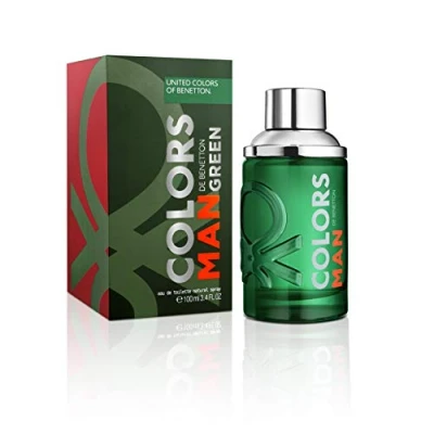 Imagen de Benetton, Green from United Colors, Eau de Toilette para Hombre, Larga duración, Fragancia fresca, elegante, atractiva y masculina, Notas madera, cítricos vetiver, 100 ml