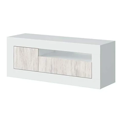 Imagen de Habitdesign Mueble de TV 2 Puertas, Modulo Salon, Modelo Baltik, Acabado en Blanco Artik y Velho, Medidas: 139 cm (Ancho) x 53 (Alto) 42 (Fondo)