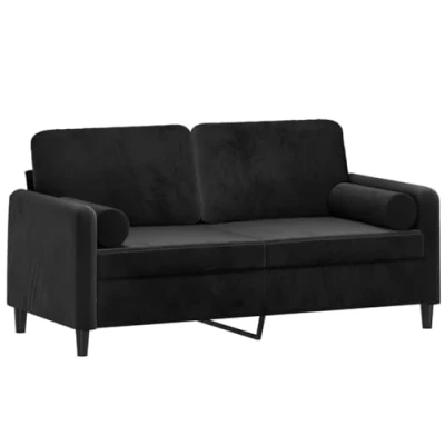 Imagen de vidaXL Sofá de 2 Plazas con Cojines, Asiento Respaldo Reposabrazos, Tapizado Televisión, para Salón, Terciopelo Negro