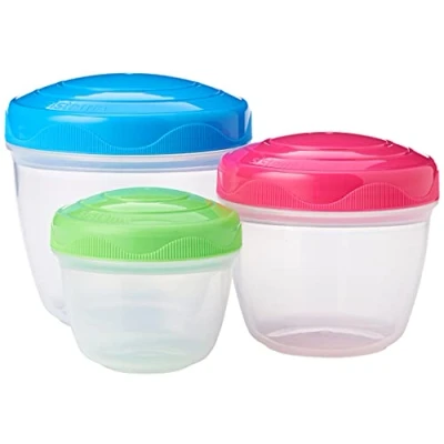 Imagen de Sistema TO GO Snack &#039;n&#039; Nest recipientes para guardar alimentos, 150 ml, 305 ml y 520 Tarrinas apilables pequeñas aperitivos, Sin BPA, Colores variados, 3 unidades
