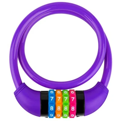 Imagen de GOLDPOOL candado para bicicleta infantil, colorido de combinación bicicleta, color violeta con números 650 x 11 mm, código cable, infantil 4