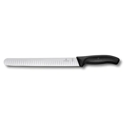 Imagen de Victorinox Swiss Classic, cuchillo jamonero profesional, hoja extra afilada, afilado esférico, 25 cm, mango de plástico, acero inoxidable, negro