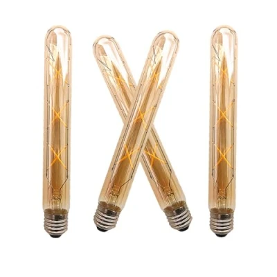 Imagen de ZRJIA 4 Unidad Bombilla LED Vintage Edison E27 6W,H185mm 600LM Tubular Retro Filamento Decorativa Bombillas, Blanco cálido 2700K, Vidrio ámbar Antique Edison,No Regulable