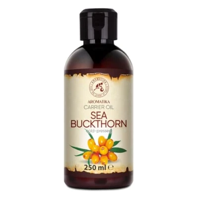 Imagen de Aceite de Espino Amarillo 250ml Prensado en Frío Hippophae Rhamnoides 100% Puro y Natural Botella Cristal Cuidado Intensivo para Rostro Cabello Piel Corporal