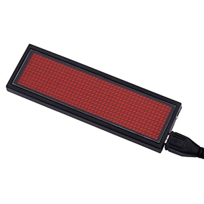 Imagen de Etiqueta de Nombre Programable LED 3.7v 240mA Insignia Placa Identificativa Luminosa Personalizado Reutilizable y Recargable, Rojo