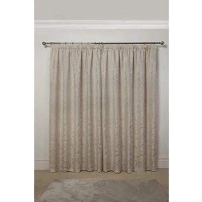 Imagen de Emma Barclay Duchess Cortinas Plisadas de Jacquard con Forro en Color Crema, 168 x 183 cm (Ancho Largo)
