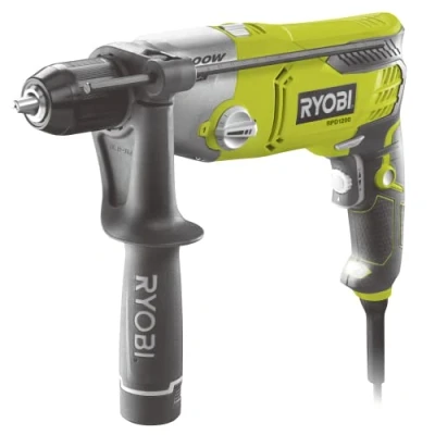 Imagen de RYOBI Taladro de Impacto con Cable 220V, 1200W 2 Velocidades, Inversor Rotación Portabrocas 13mm Autoapriete Tope Profundidad LED Mango Auxiliar RPD1200 K