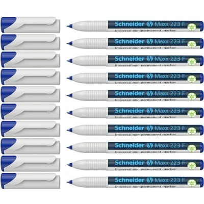 Imagen de Schneider Maxx 223 F Rotulador universal (no permanente, borrado en húmedo, 0,7 mm, 10 unidades), color azul