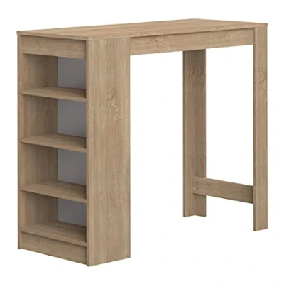 Imagen de TEMAHOME Aravis Mesa Bar con Almacenamiento, Tablero de Partículas Melamina, Beige (Roble), 115 x 50 102.7 cm