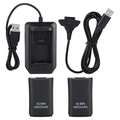 Imagen de Bewinner batería Recargable para Xbox 360, Viene con Cable de Carga USB y Base Carga, Repuesto 4800 mAh, Respaldo Controlador 360 Durante los Juegos