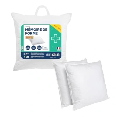Imagen de Bleu Câlin Juego de 2 Almohadas, Memoria Forma, Blanco, 60x60 cm, OMFW