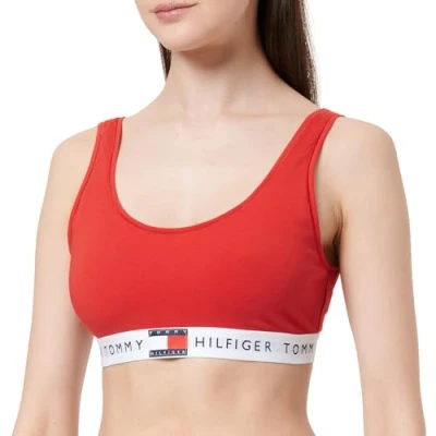 Imagen de Tommy Hilfiger Sujetador bralette Mujer Unlined con logotipo en la cintura, Rojo (Primary Red), L