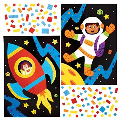 Imagen de Baker Ross AW910 Kit de Mosaico con Sistema Solar, para niños (4 Unidades), Papel