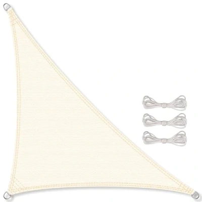 Imagen de CelinaSun Toldo de Sol para jardín y balcón Incl. Cuerdas sujeción HDPE Triángulo rectángulo 3,6 x 5,1 m Blanco Crema protección Solar Transpirable
