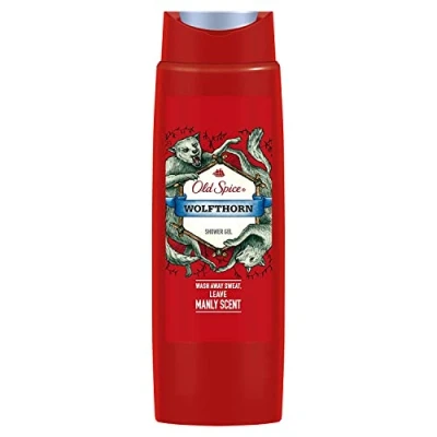 Imagen de Old Spice Wolfthorn Gel de ducha y champú para hombres (6 x 250 ml) 3 en 1 limpieza facial pelo corporal, fragancia larga duración, paquete 6 unidades