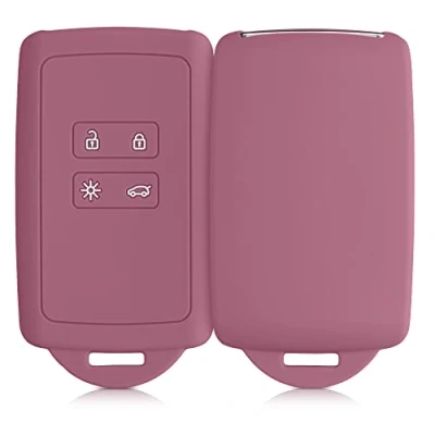 Imagen de kwmobile Funda de Silicona Compatible con Renault Llave Coche Smart Key 4 Botones (Solo Keyless Go) Carcasa Protectora para Llavero Case Mando Auto Rosa Oscuro