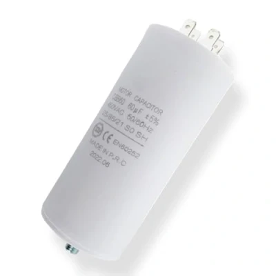 Imagen de DEKAROX condensador universal 60 µF 450 V Ø50 x 105 mm con 6,3 AMP casquillos tornillo de fijación M8 CBB60 arranque y funcionamiento para electrodomésticos eléctricos
