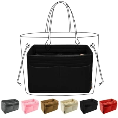 Imagen de OMYSTYLE organizador grande para bolsos, de fieltro, bolsa mano 5 tamaños, compatible con Neverful Speedy y más, color negro, (29 x 15 17,52 cm