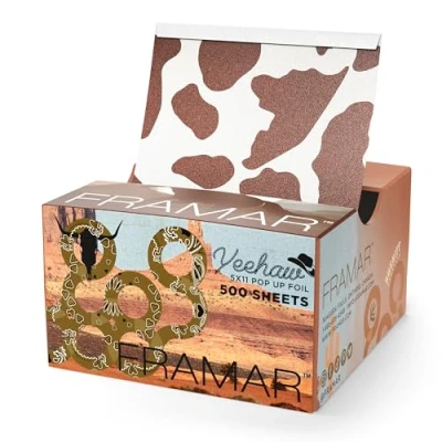 Imagen de Framar Yeehaw Embossed Pop Up Hair Foils for Highlighting, Highlights, Hairdressing Foil Sheets, Colouring 500 Sheets