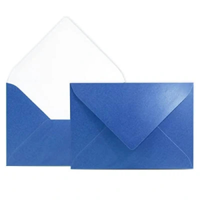 Imagen de Colours 4 you sobres DIN C6, 11,4 x 16,2 cm, adhesivo húmedo, solapa puntiaguda, sin ventana, 50 unidades, color azul metalizado