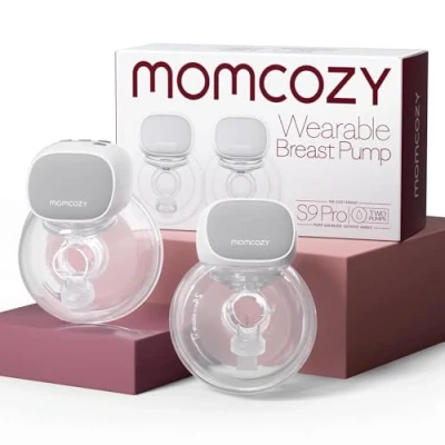 Imagen de Momcozy S9 Pro Sacaleches Electricos Actualizados, Manos Libres con Pantalla LED, Extractor de Leche Eléctrico Portátil 2 Modos y 9 Niveles (Gray, Pack)