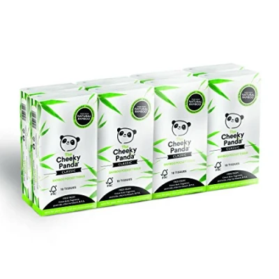 Imagen de The Cheeky Panda pañuelos de bolsillo bambú, hipoalergénicos, respetuosos con el medio ambiente, supersuaves, fuertes y sostenibles. 8 paquetes 10 unidades (80 en total)