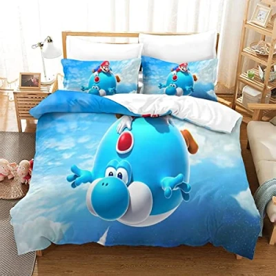 Imagen de Funda Nórdica De 3D Super Mario Bros Estampado Edredón Suave Y Transpirable Microfibra 3 Piezas con Cremallera Juego Ropa Cama para Niños AdultosKing（220x240cm）