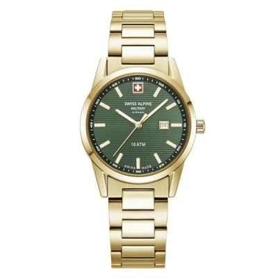 Imagen de swiss alpine military Reloj analógico de cuarzo para mujer 77767.1, acero inoxidable, oro/oro/verde 1114sam