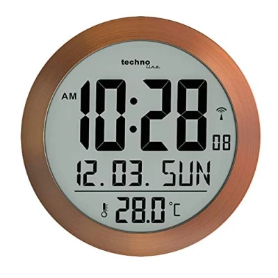 Imagen de Technoline WT8038 WS 8038 Reloj Digital de Pared (Cobre, diámetro 210 mm)