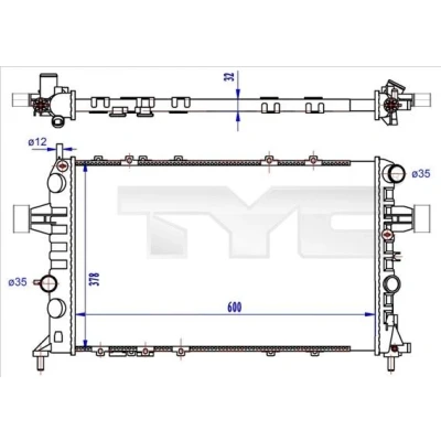 Imagen de TYC 725 0041 R Radiador, refrigeración del motor 600 378 32 Aletas unidas mecánicamente OPEL: Astra G CC, Berlina, Zafira A