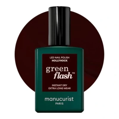 Imagen de Manucurist Green Flash Esmalte semipermanente rojo oscuro de uñas en gel Hollyhock 12 free, origen orgánico (84%) Fabricado Francia 15 ml