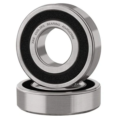 Imagen de XiKe 2 unid 6308 2RS Rodamientos de bolas 40x90x23mm Doble junta goma｜Acero cromado｜Pre lubricado, 6308RS rígidos sellados.