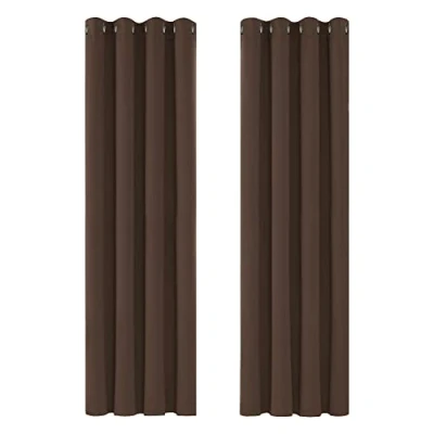 Imagen de Deconovo Cortinas Opacas 2 Piezas para Dormitorio Salón Modernas, Aislantes Térmicas y Reducción de Ruido, EcolóGicas Certificadas,117 x 229 cm Marrón