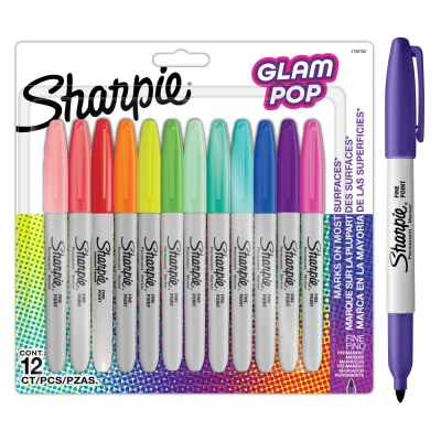 Imagen de Sharpie Rotulador Permanente Punta Fina Glam Pop 12pc