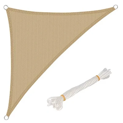 Imagen de WOLTU Toldo Vela de Sombra Triangular 3.6x3.6x5.1 m HDPE Transpirable Prevención Rayos UV Solar protección 85% Resistente y para Jardín, Patio, Exteriores Arena, Arena