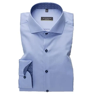 Imagen de eterna Camisa de manga larga Cool Shirt con encuadernación satén, fresca, ajuste cómodo. azul claro 48