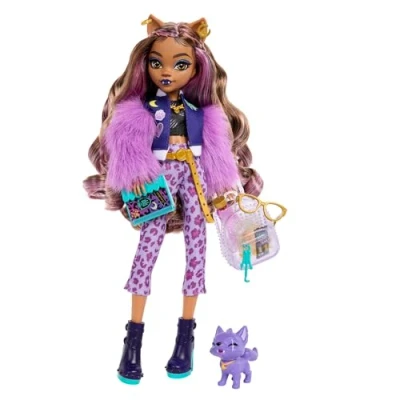 Imagen de Monster High Fabulosa Clawdeen Wolf Muñeca articulada con Mascota Crescent, Conjunto de Moda y Accesorios, Juguete +4 años (Mattel HRP65)
