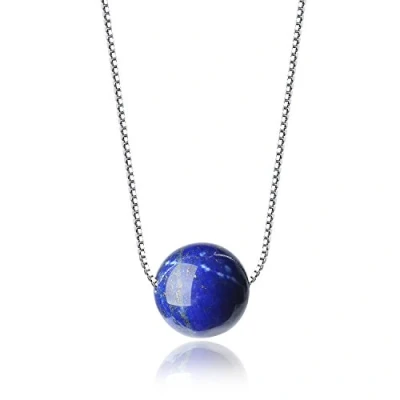 Imagen de COAI Collar para Mujer de Plata 925 y Colgante Cuenta Lapislázuli Piedra Natural Gema Preciosa