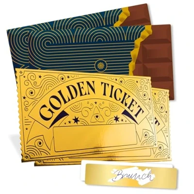 Imagen de Ticket Dorado Tarjeta Regalo Rasca y Gana para Personalizar : 2x Golden Crea tu Propia Dorada Ideas de Únicas Cumpleaños, Navidad, Aniversario Inovida